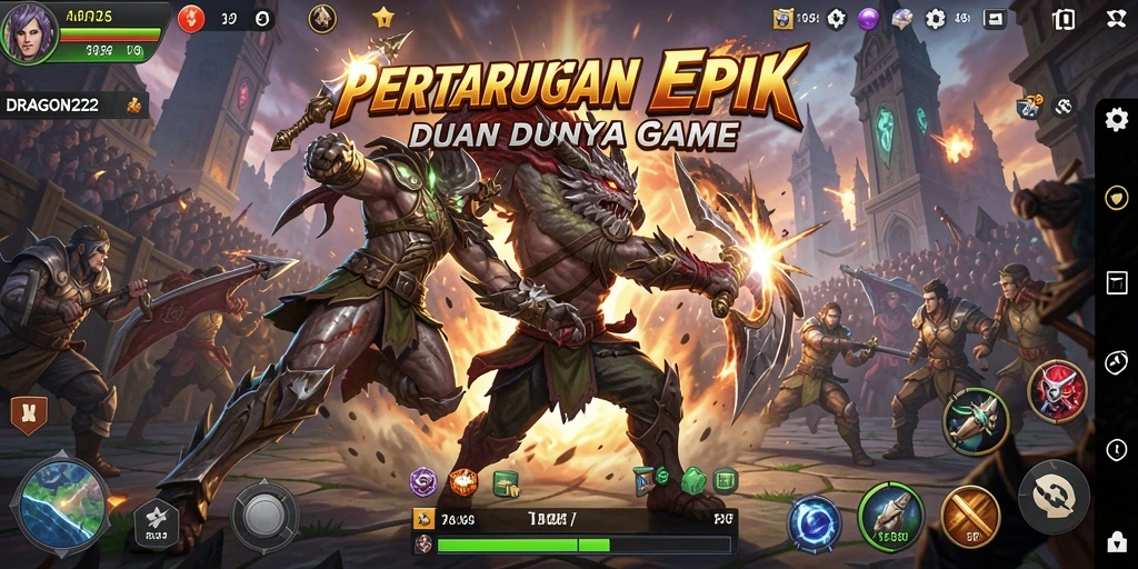 Tampilan gameplay yang mendebarkan di DRAGON222 dengan karakter bertarung.
