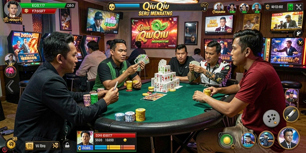 Tangkapan layar game QiuQiu EOS77 menampilkan aksi seru.