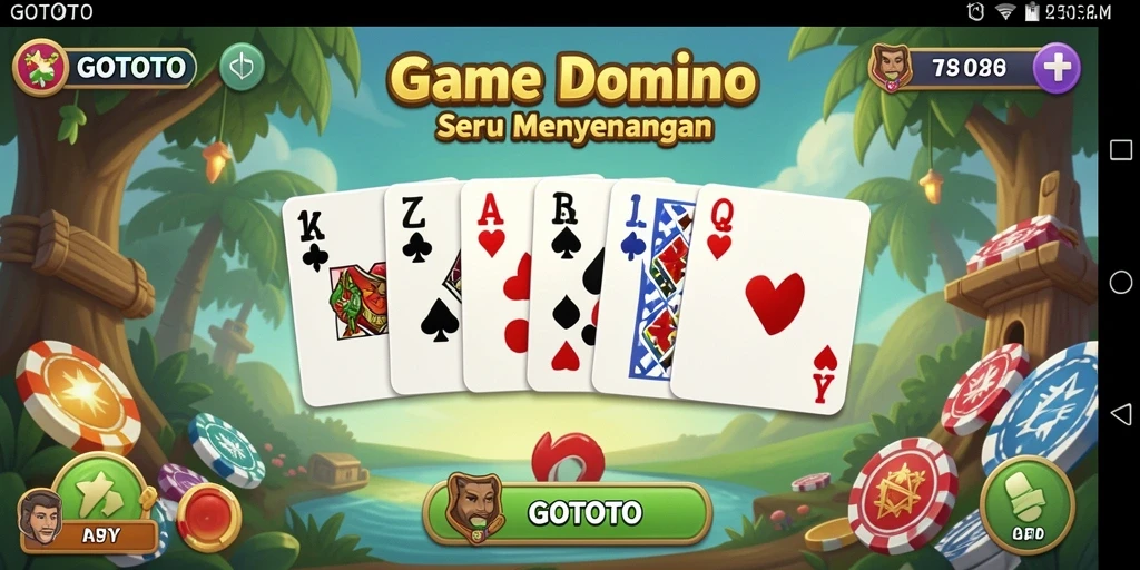Tampilan seru gameplay GOTOTO dengan berbagai mode permainan Domino.