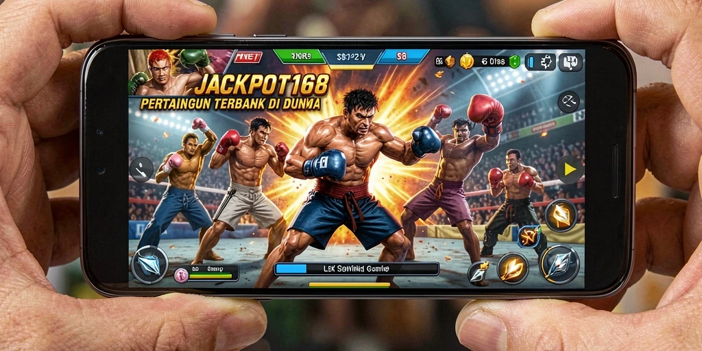 Screenshot JACKPOT168 menampilkan pertarungan spektakuler dan karakter yang unik.