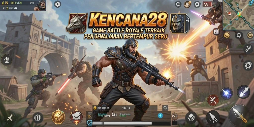 Tangkapan layar KENCANA28 menampilkan aksi tembak-menembak yang intens dalam pertarungan Battle Royale.