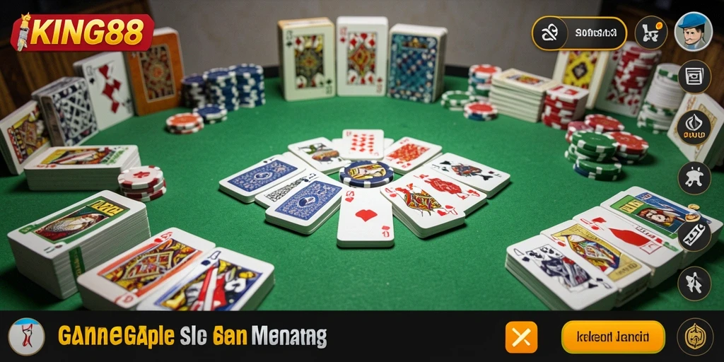 Tangkapan layar KING88 menampilkan momen seru dalam permainan Gaple.