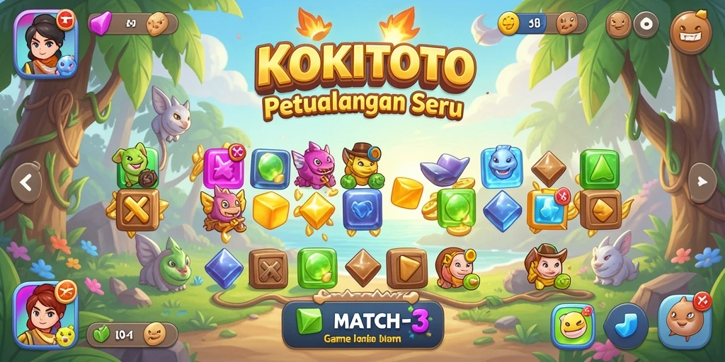 Tampilan gameplay <strong>KOKITOTO</strong> yang penuh warna dan dinamis.