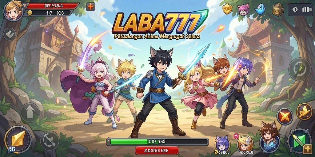 Tampilan gameplay LABA777 dalam dunia Anime yang penuh warna dan karakter.