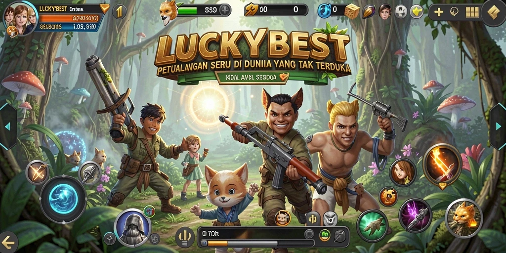Screenshot utama LUCKYBEST menampilkan gameplay petualangan yang seru.