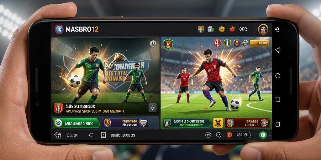 Tampilan screenshot MASBRO12 menunjukkan fitur taruhan olahraga yang interaktif.