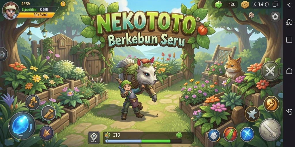 Tampilan gameplay NEKOTOTO yang menarik saat berkebun.