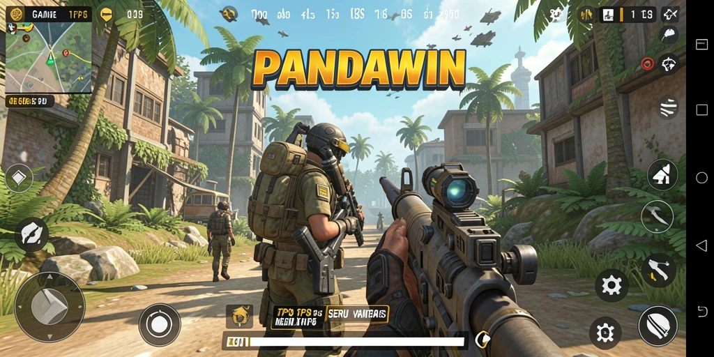 Tampilan gameplay seru dari PANDAWIN dalam aksi TPS.