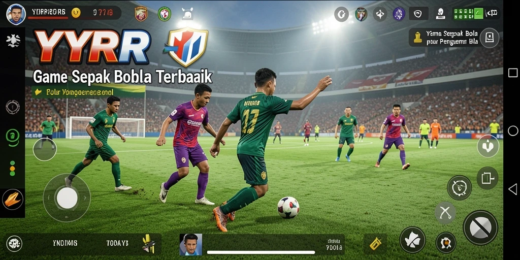 Tampilan gameplay YYRR yang mendebarkan dengan aksi sepak bola nyata.